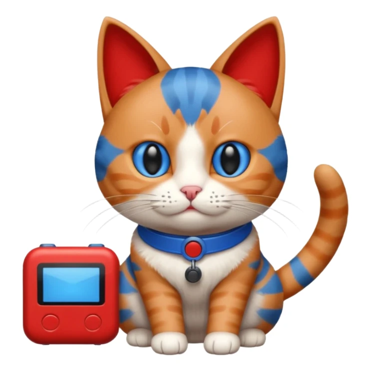 Cat with no ears head blue body blue with gadget red tail creator in fujiko pro sticker