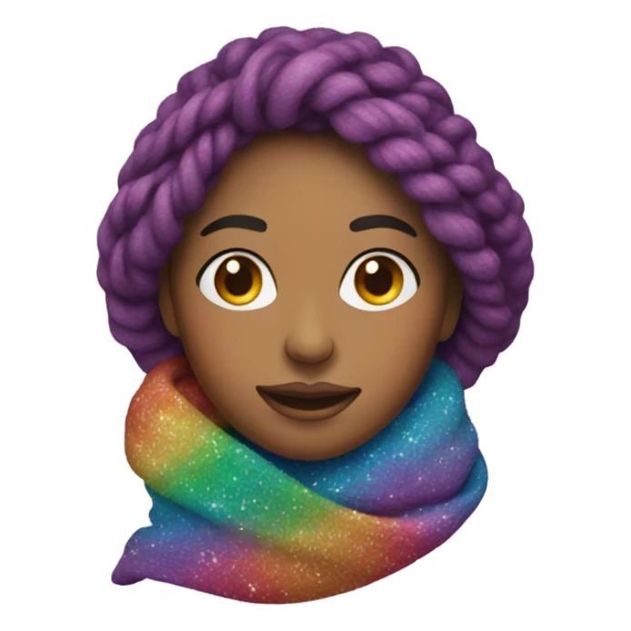 Woman with Knit scarf with rainbow glitter design  sticker