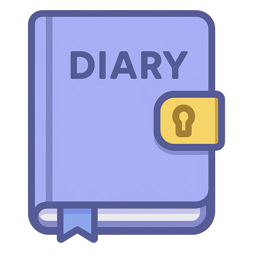 periwinkle diary journal notebook, twitter emoji style sticker