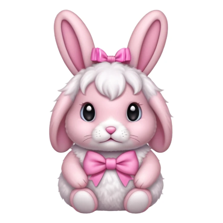 pink bunny with pink bow on ear sticker