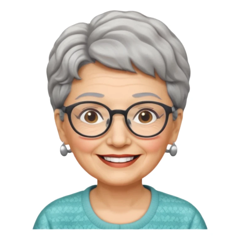 grandma, short salt and pepper hair and glasses sticker
