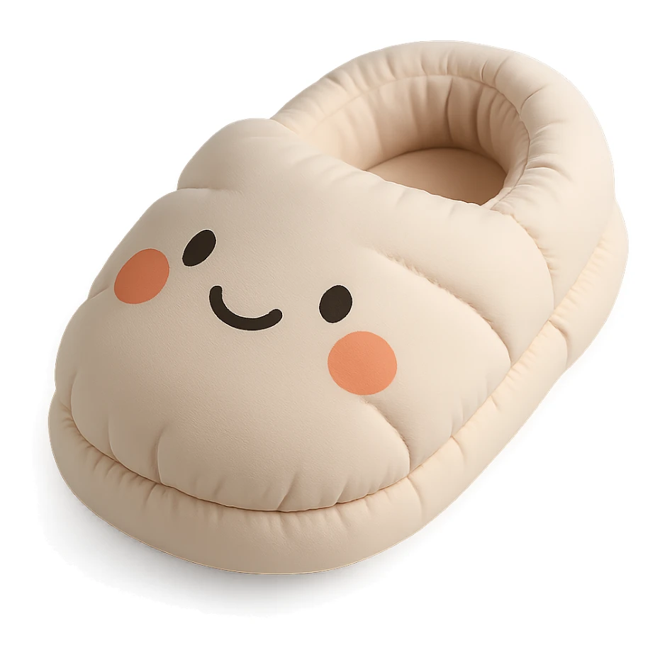 single fluffy slipper with a cute face, cushion style sticker