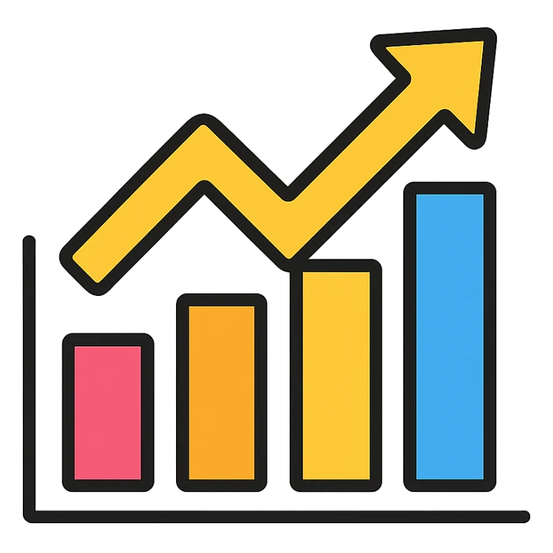 rising graph icon, clean and modern style sticker