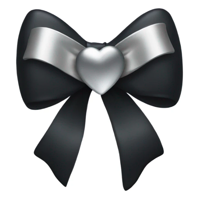 black bow with a silver heart bow in the center sticker