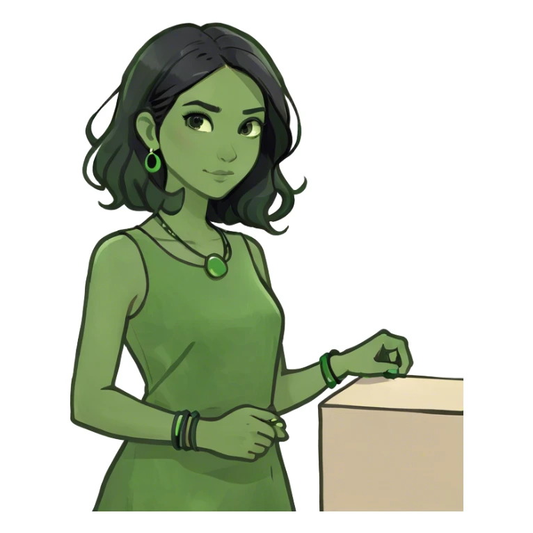 girl with black hair indoors sticker