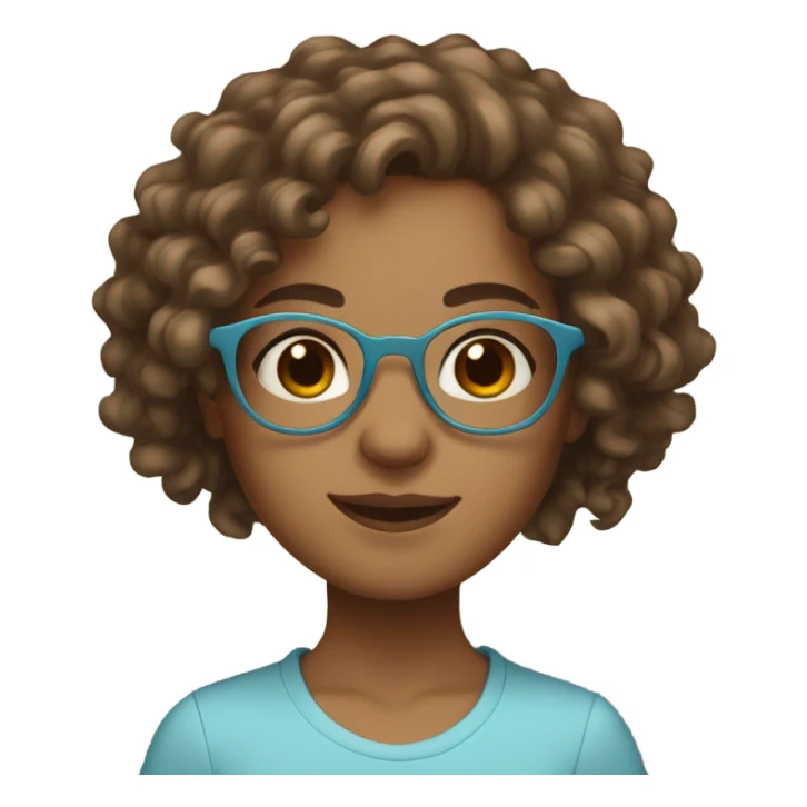 Wearing light blue round glasses Light brown girl with light brown eyes and long curly hair sticker