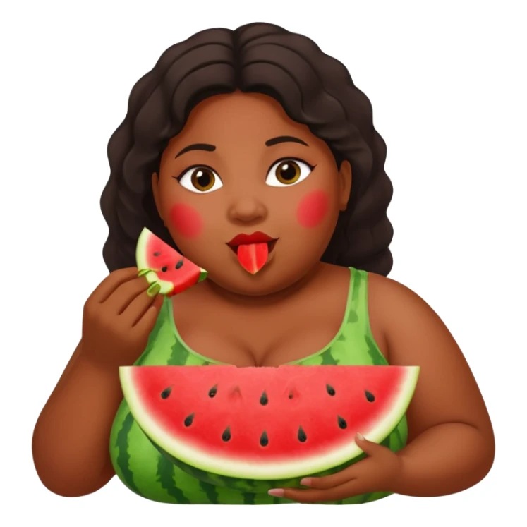 fat obese black woman that is eating watermelon sticker