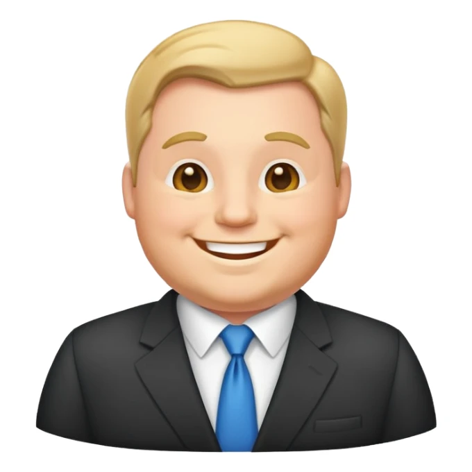 happy plump white American man in suit sticker