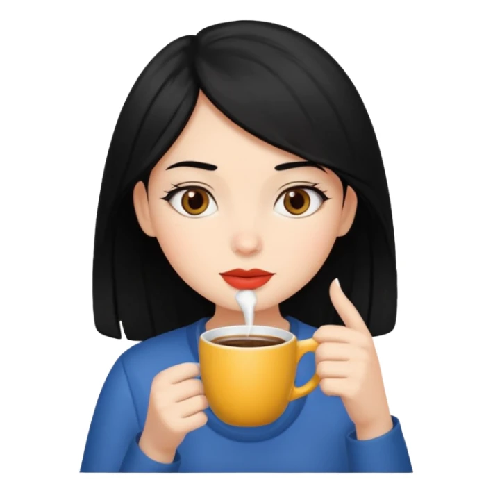 black hair girl withcoffee sticker