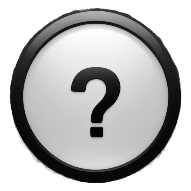 white background with black and white border and a question mark in the middle sticker