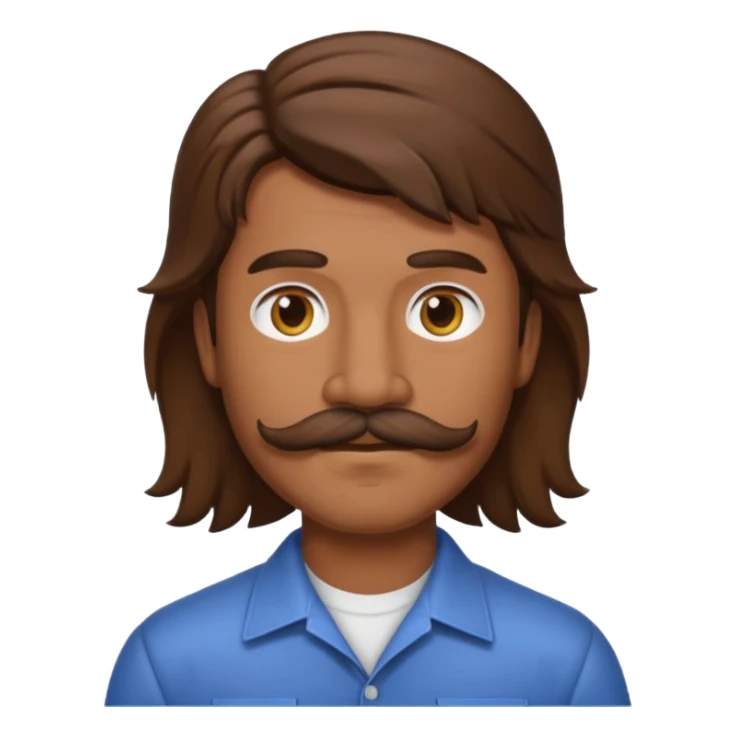 make a mullet man emoji with brown hair and mustache sticker
