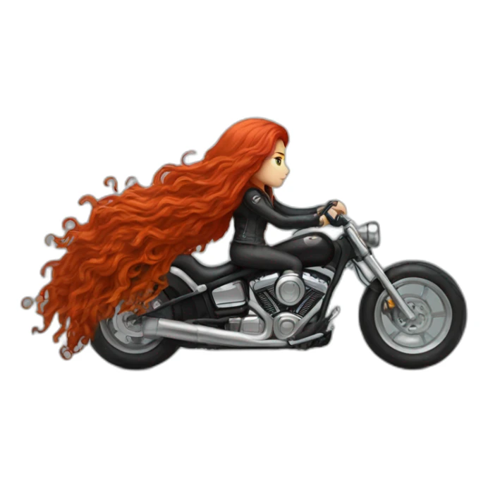 biker girl with long red hair sticker