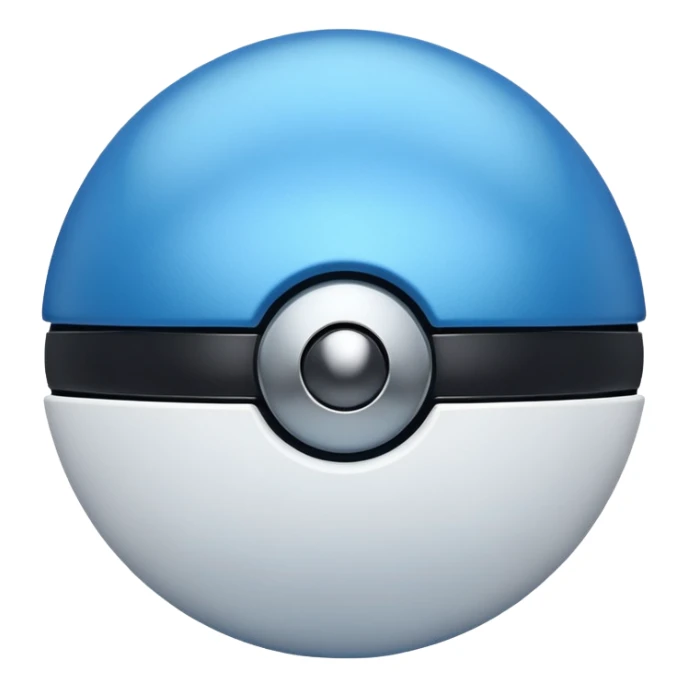 blue pokeball emoji, top half is a more saturated blue, bottom half is white, black stripe, with a metallic sheen sticker