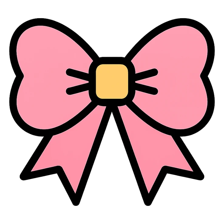 light pink bow icon with color outline sticker