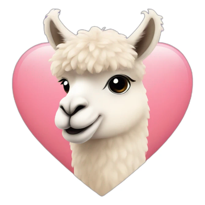 alpaca on the background of a heart sticker