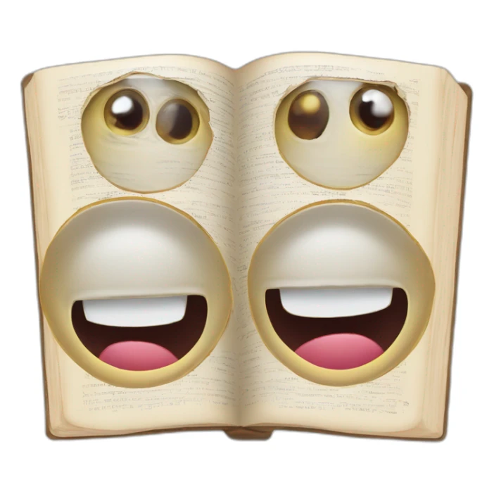 Libro interactivo digital con carita ojos y boca sonriente sticker