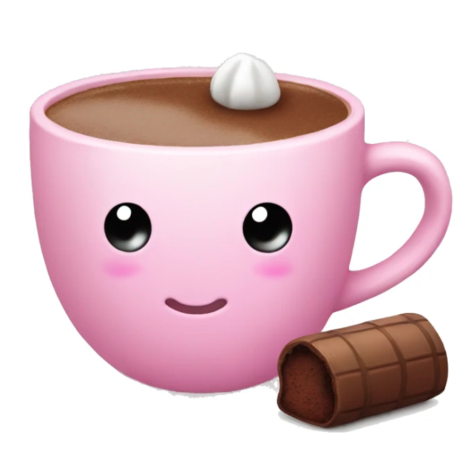 Pink cup with hot coco and little marshmallow  sticker