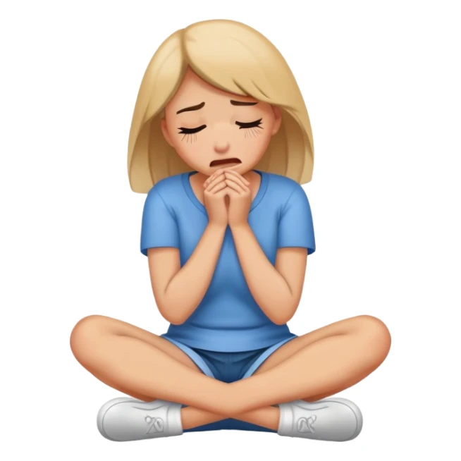 woman sitting on floor hugging her knees while crying sticker