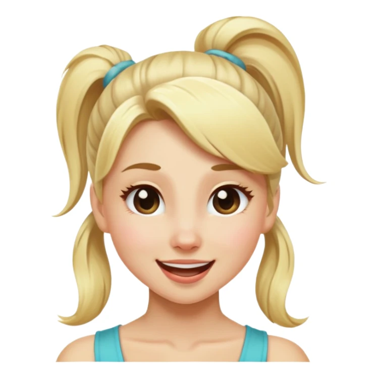 blonde girl with high pony tail hair, winking sticker