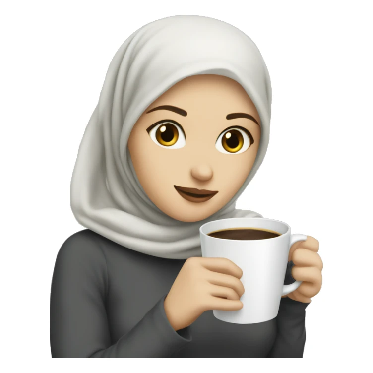 White girl with hijab drinking coffee  sticker
