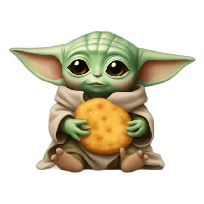 Baby yoda with a chicken nugget sticker