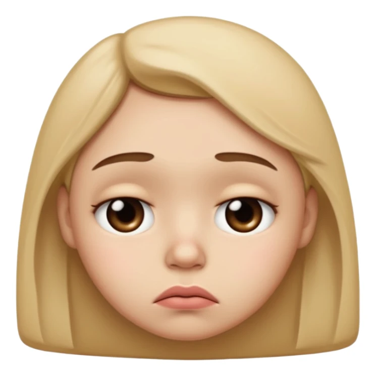 sad face with a big pouty bottom lip, and sad eyes sticker