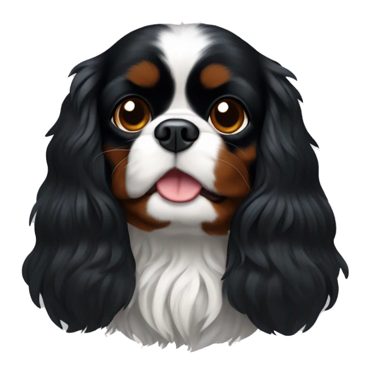 Small completely black king charles spaniel with black fur on his whole face and white fur on chest sticker