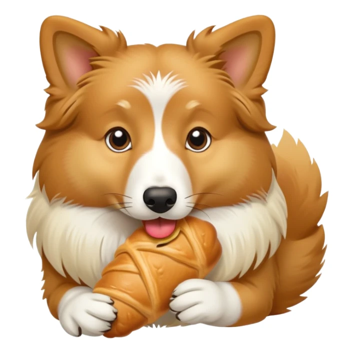 Light Shetland sheepdog eating croissant sticker
