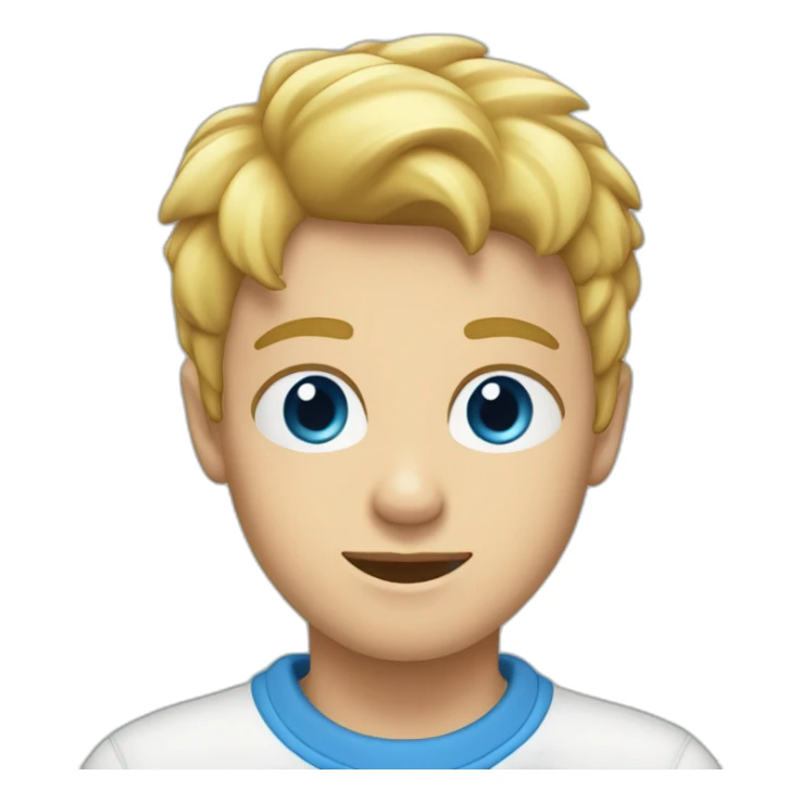 Garçon blond au yeux bleu avec un sweat-shirt bleu sticker