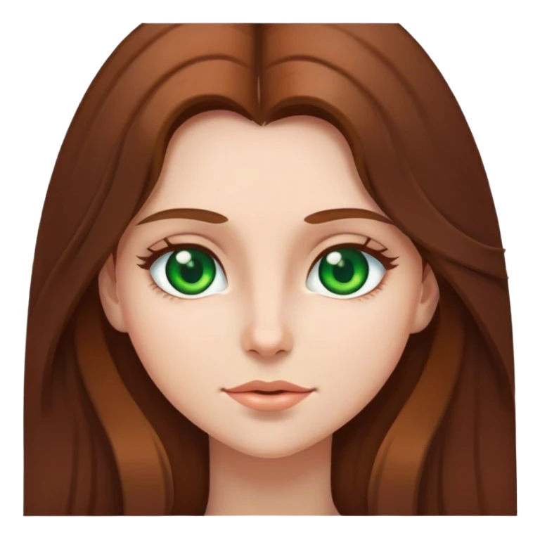 Girl long brown hair green eyes sticker