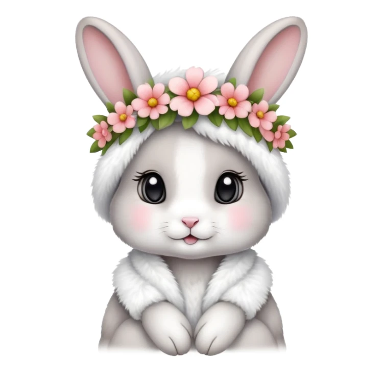 cute rabbit wearing clothes and flower crown sticker