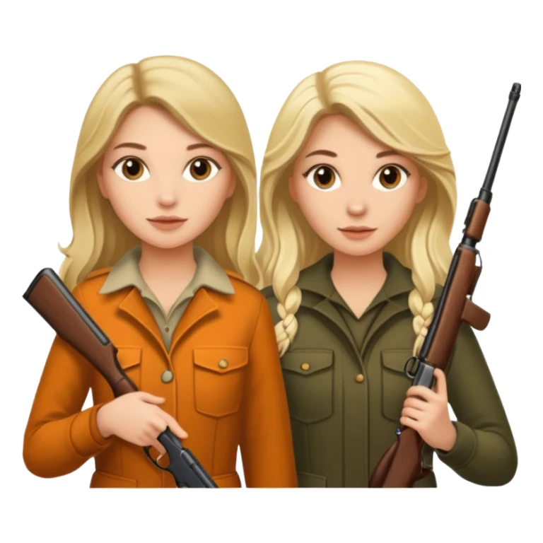 Long haired Brunette and blonde female hunting friends sticker