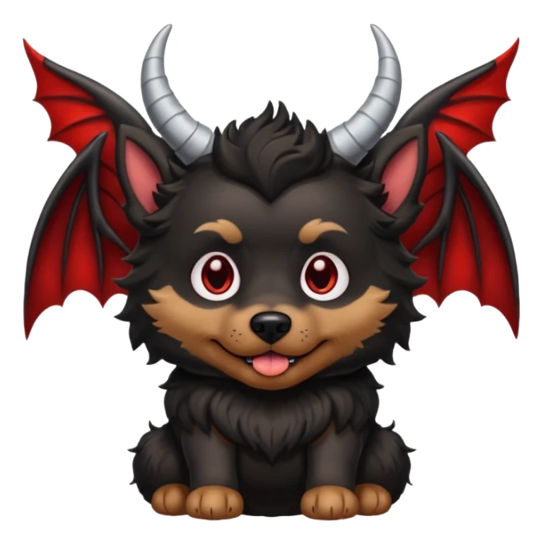 dog with horns and vampire wings sticker