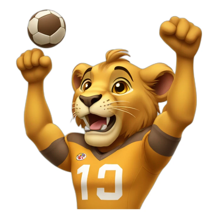 simba as a football player celebrate a goal sticker
