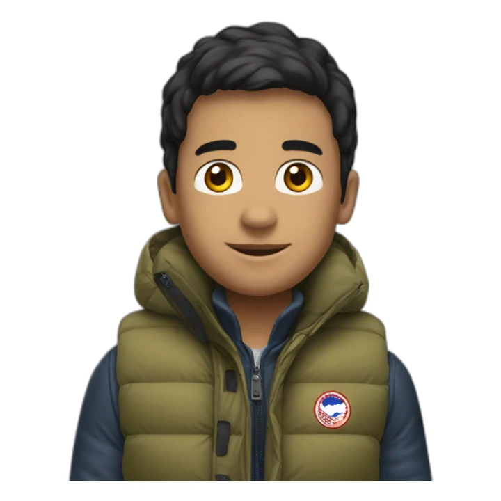 Ragazzo con gilet di Canada goose sticker