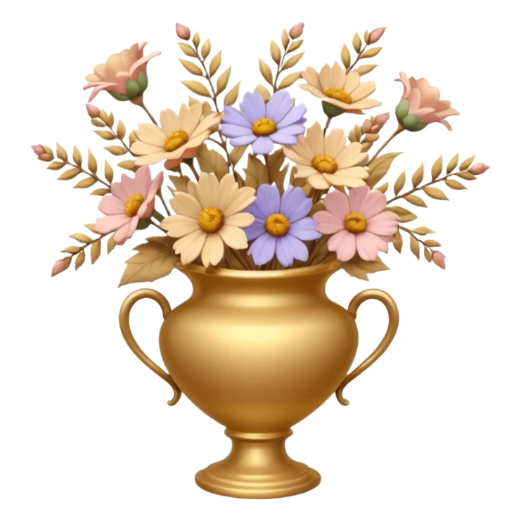 dried flowers in a golden vase sticker