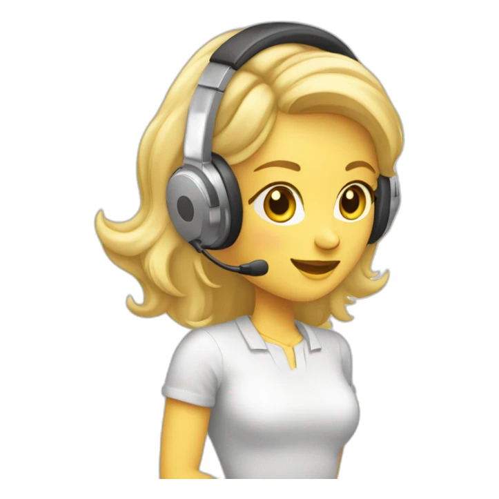blonde women wearing headphones with microphone for live support sticker