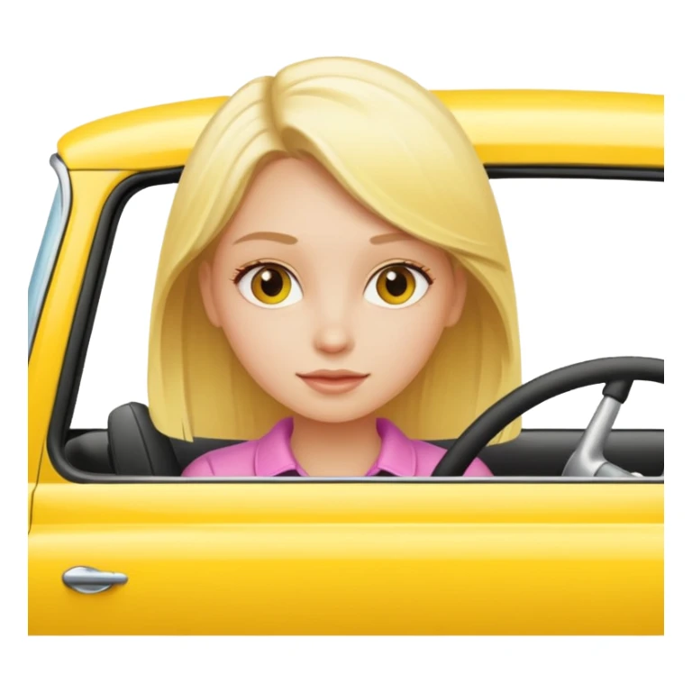 blonde girl in bright yellow car sticker