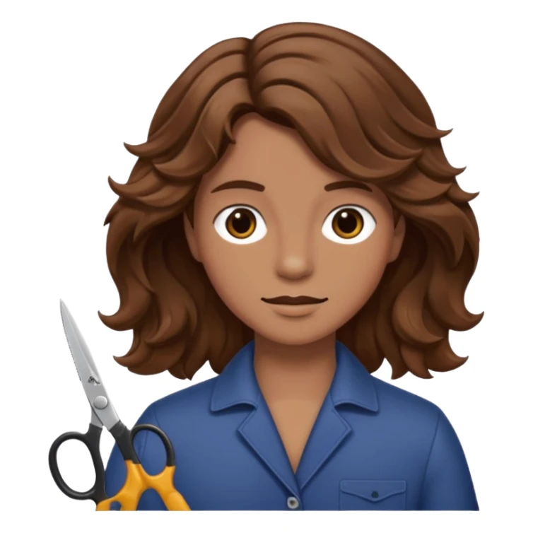 Brown wavy hair cut with scissors sticker