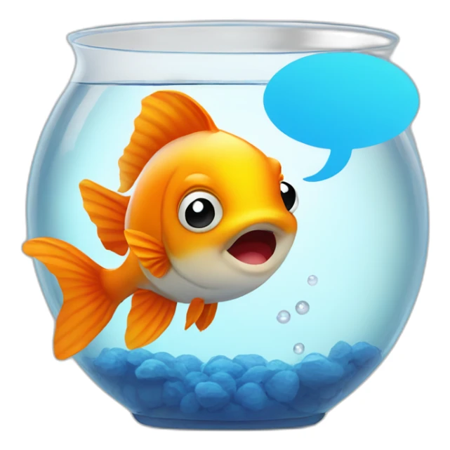 Goldfish in a bowl with a speechbubble that says "Blub" sticker