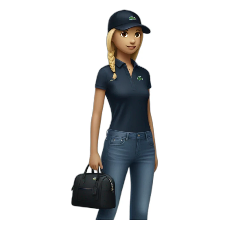 Lacoste bag girl with black lacoste cap sticker