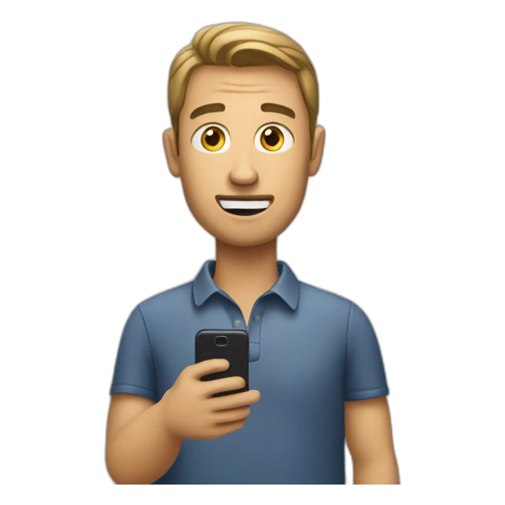 A man talks to his mobile phone sideways sticker