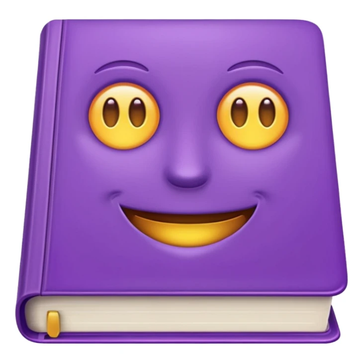 closed book with purple cover, emoji style sticker