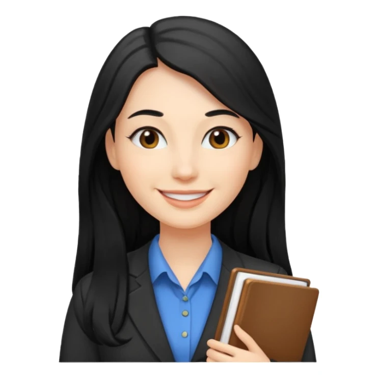 Women, professionals, teachers, black long hair sticker