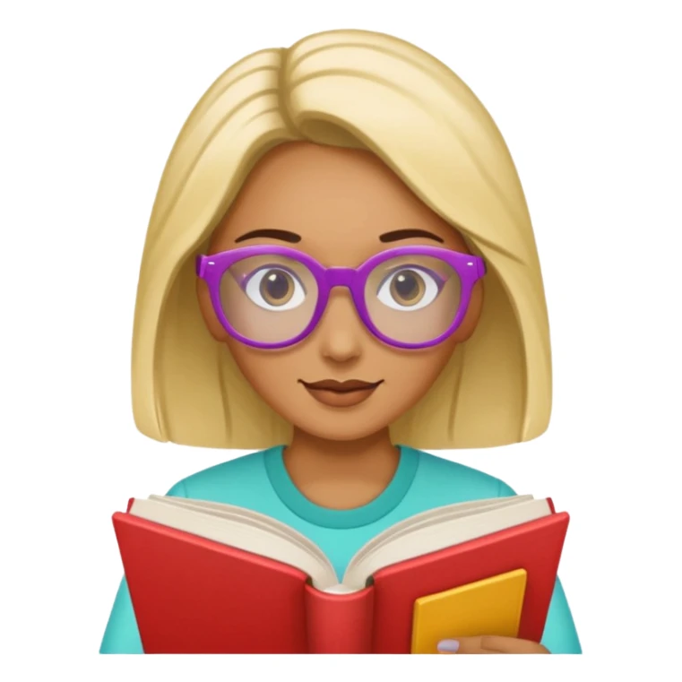 woman reading a book colored glasses sticker