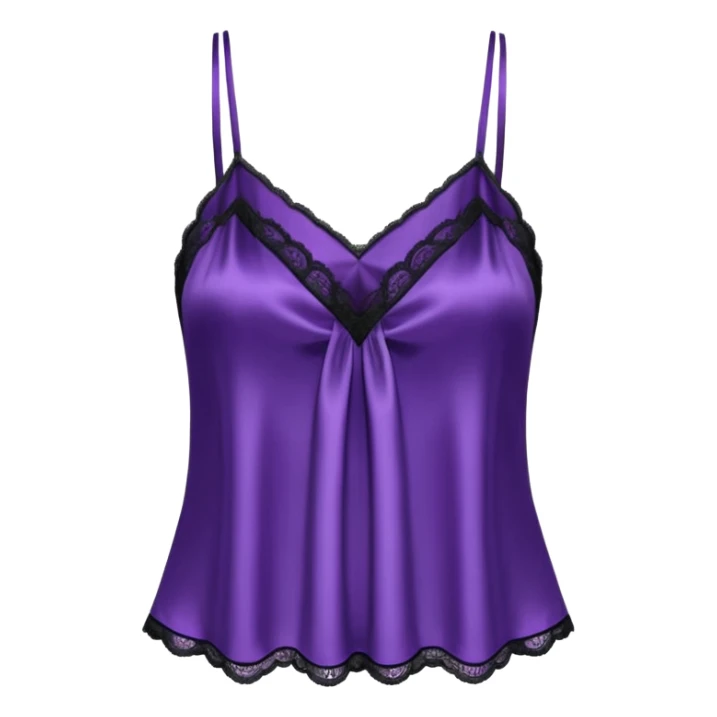 Hyper Realistic gothic purple smooth appearance, silk with lace camisole blouse  sticker