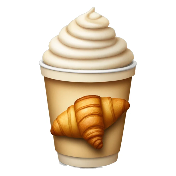 Disposable cup with cappuccino and croissant sticker