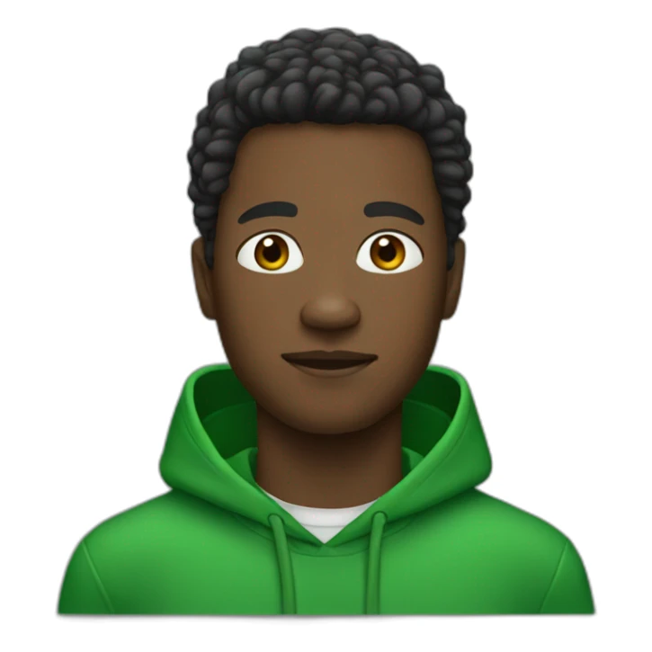 A black guy in green hoodie with fresh hair cut. sticker