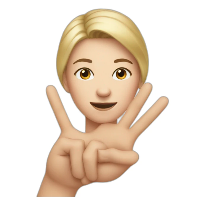 white woman ups two fingers on one hand sticker