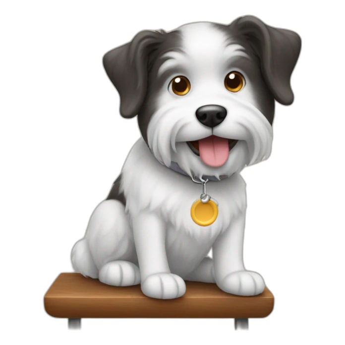 bench dog with coffee and with upright ears sticker